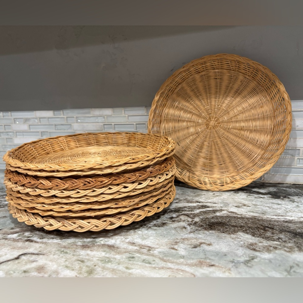 Vintage Woven Rattan Basket Set